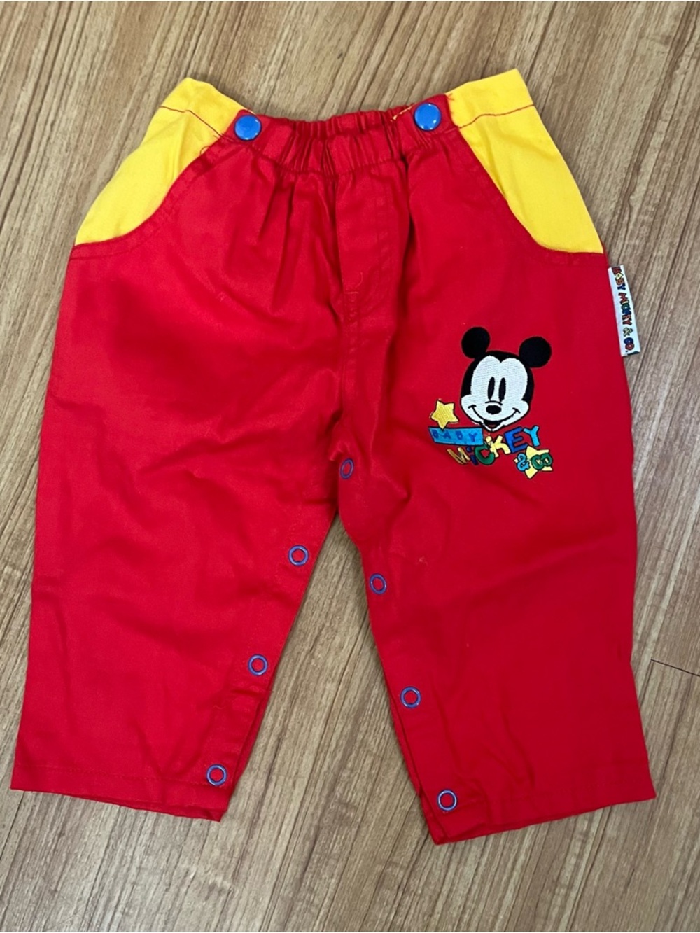 Mickey Mouse Red & Yellow Baby snap pants